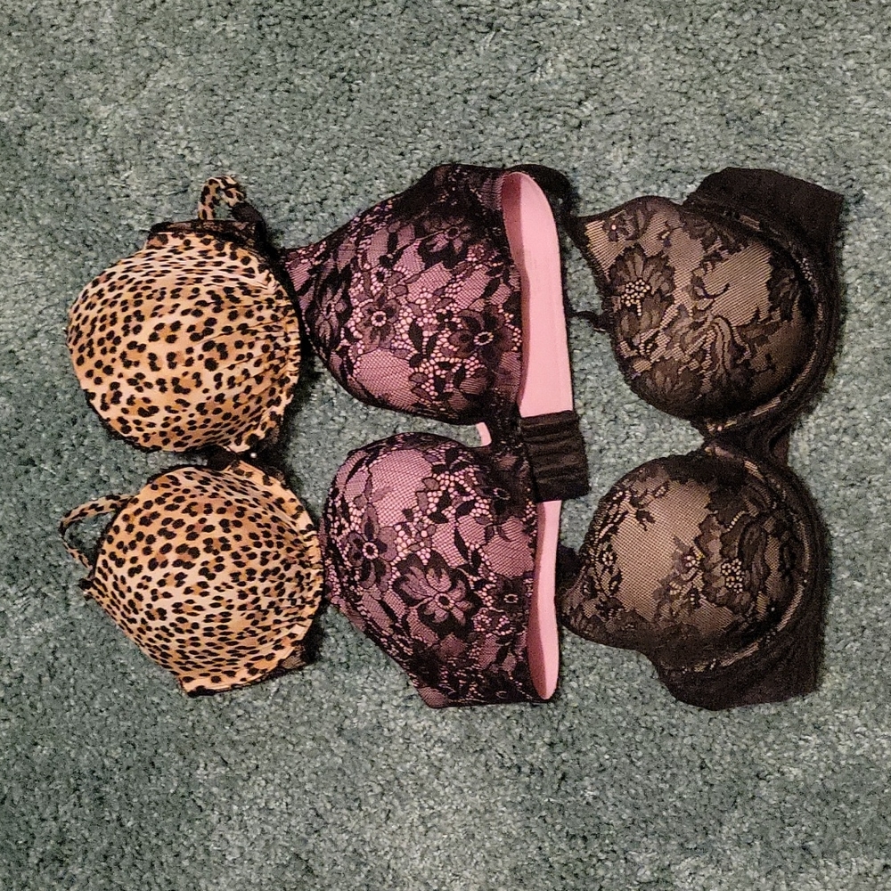 Lot of 3 Victoria's Secret Push Up and Demi Bra Size 34D